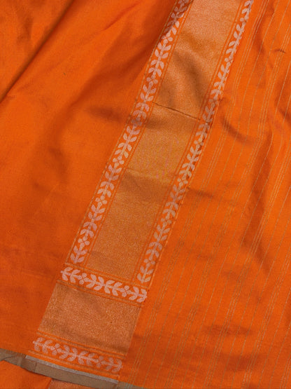 Orange Pure Banarasi Ektara Jamdani Silk Handwoven Saree