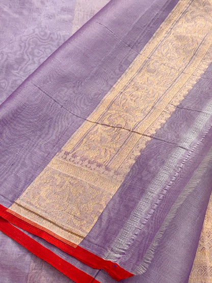 Lavender Banarasi Kora Jamdani Silk Handwoven Saree