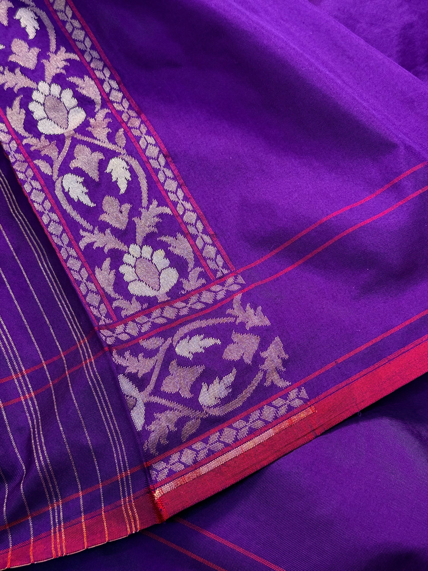 Purple Pure Banarasi Ektara Jamdani Silk Handwoven Saree
