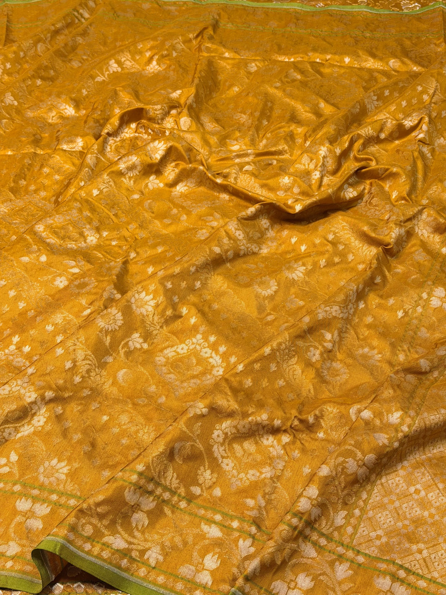 Yellow Pure Banarasi Ektara Jamdani Silk Handwoven Saree