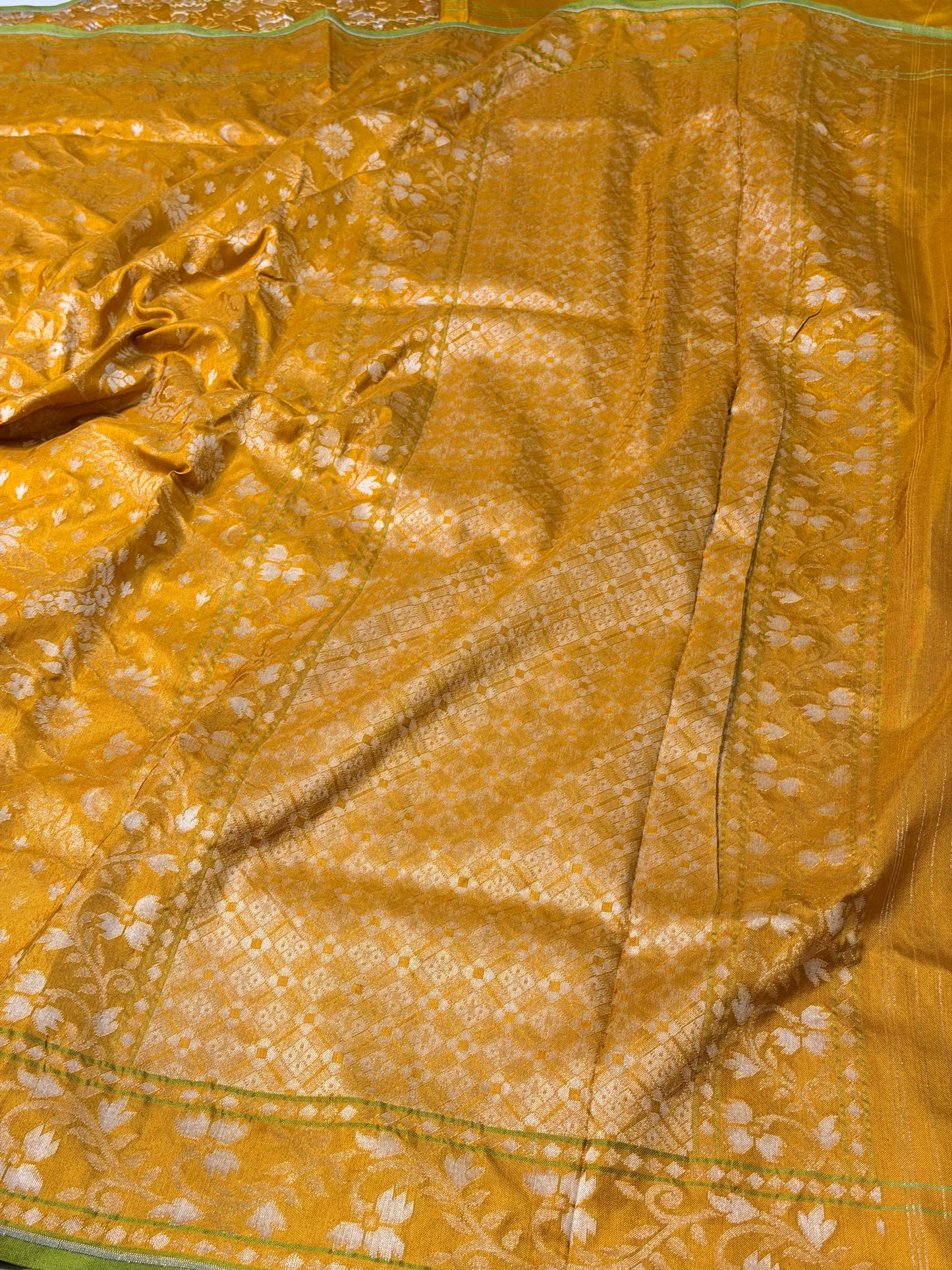 Yellow Pure Banarasi Ektara Jamdani Silk Handwoven Saree