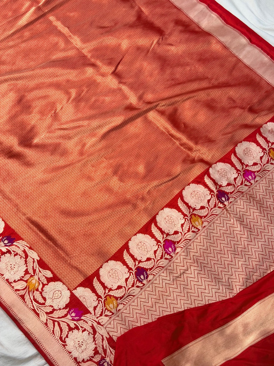 Red Pure katan silk handvowen banarasi saree