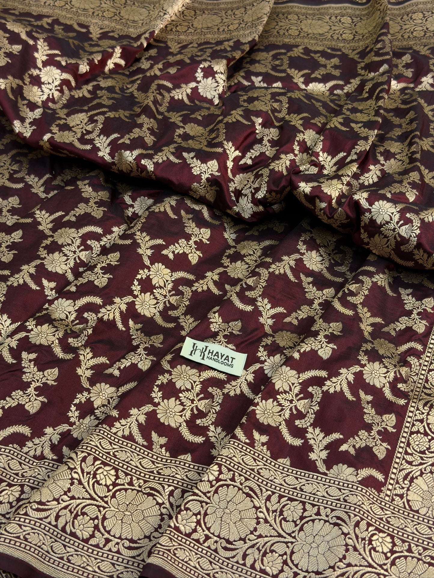 Brown Banarasi Pure Katan Silk Saree | Pure Silk | Cutwork Technique | Banarasi Katan Silk Saree