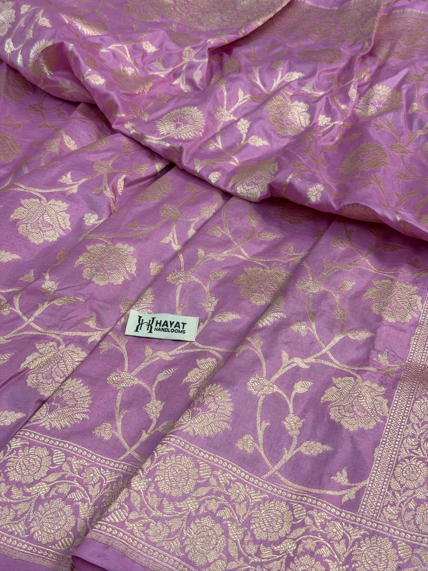 Lavender Banarasi Pure Katan Silk Saree | Pure Silk | Cutwork Technique | Banarasi Katan Silk Saree