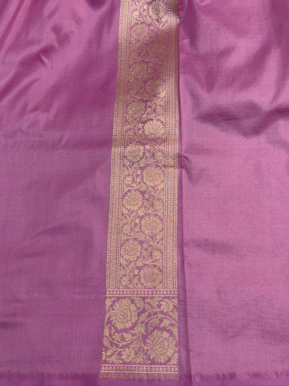 Lavender Banarasi Pure Katan Silk Saree | Pure Silk | Cutwork Technique | Banarasi Katan Silk Saree