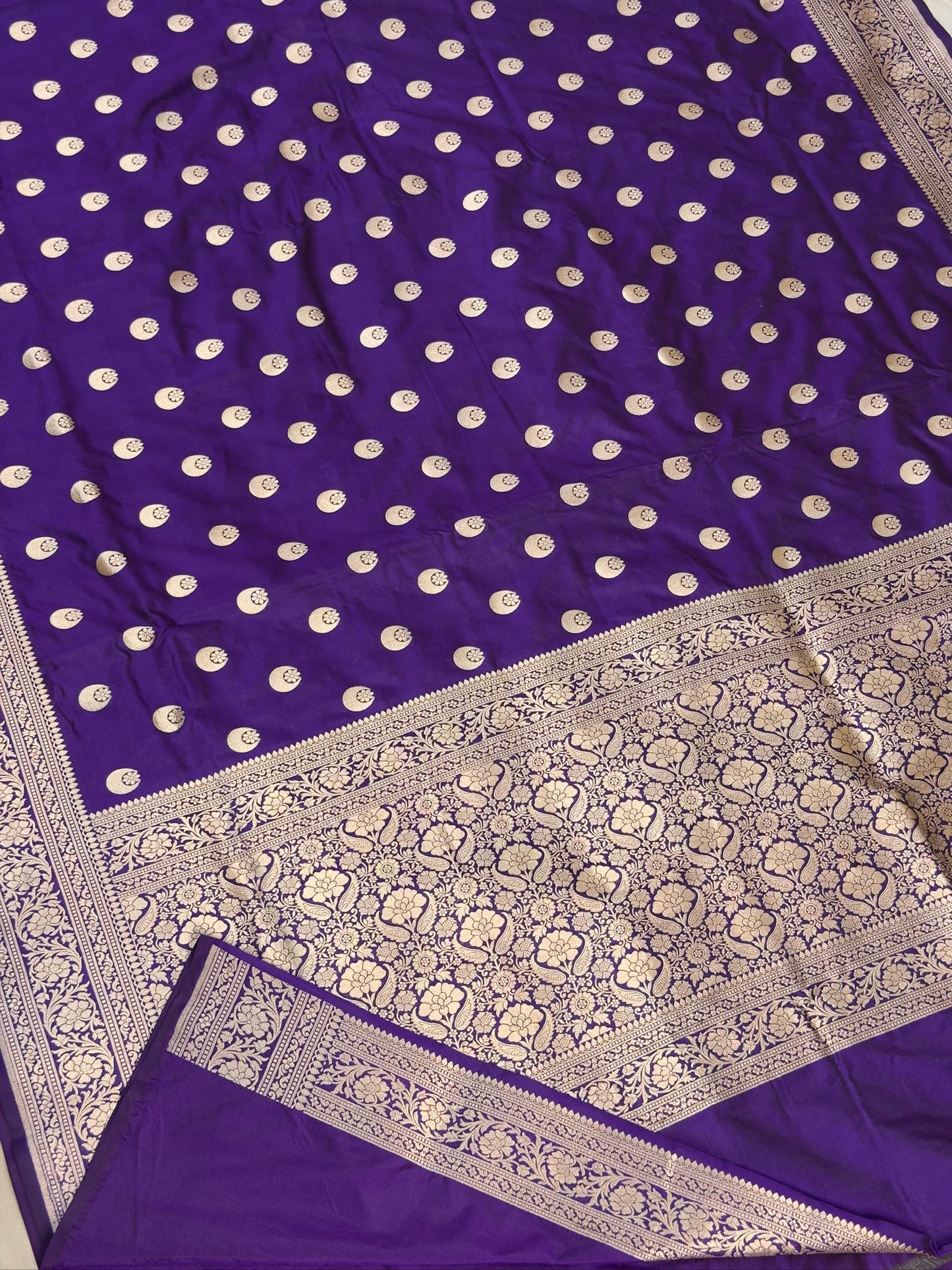 Purple Banarasi Pure Katan Silk Saree | Pure Silk | Cutwork Technique | Banarasi Katan Silk Saree