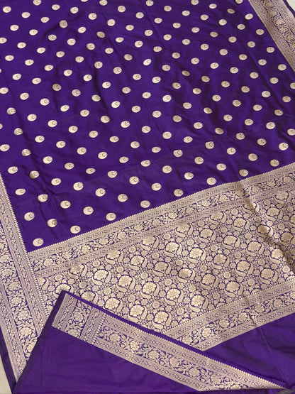 Purple Banarasi Pure Katan Silk Saree | Pure Silk | Cutwork Technique | Banarasi Katan Silk Saree