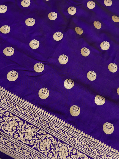 Purple Banarasi Pure Katan Silk Saree | Pure Silk | Cutwork Technique | Banarasi Katan Silk Saree