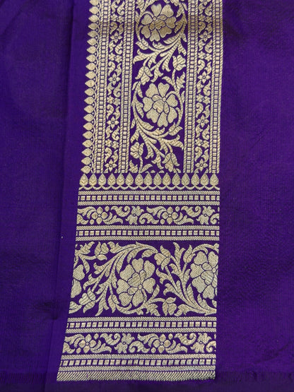 Purple Banarasi Pure Katan Silk Saree | Pure Silk | Cutwork Technique | Banarasi Katan Silk Saree