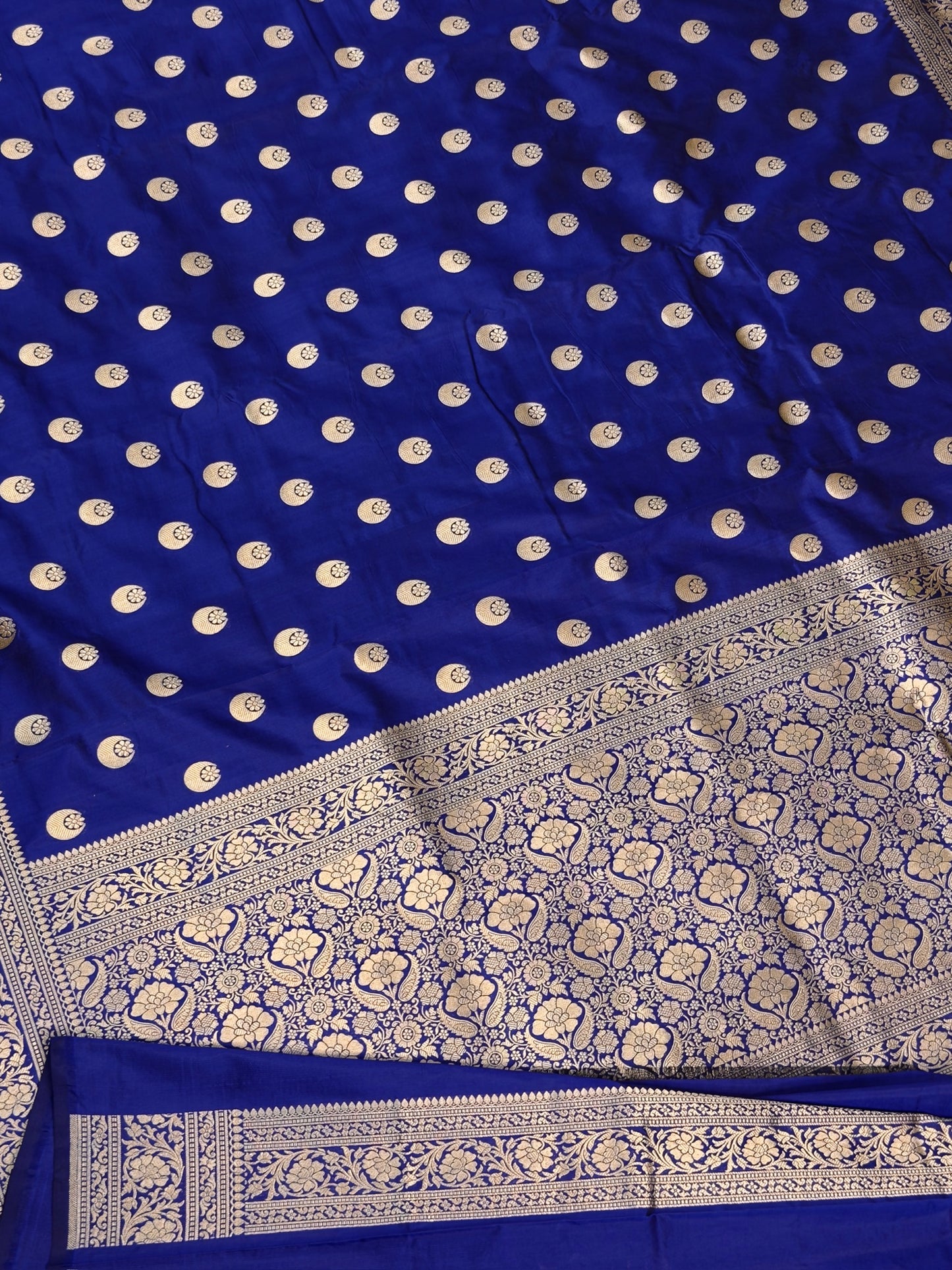 Royal Blue Banarasi Pure Katan Silk Saree | Pure Silk | Cutwork Technique | Banarasi Katan Silk Saree