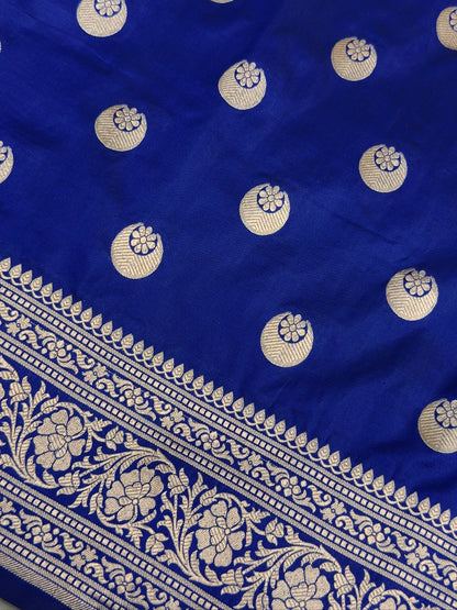 Royal Blue Banarasi Pure Katan Silk Saree | Pure Silk | Cutwork Technique | Banarasi Katan Silk Saree