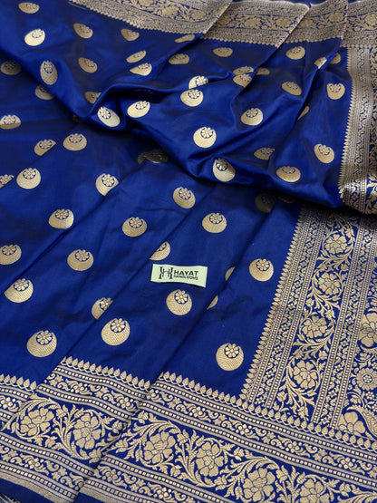 Royal Blue Banarasi Pure Katan Silk Saree | Pure Silk | Cutwork Technique | Banarasi Katan Silk Saree