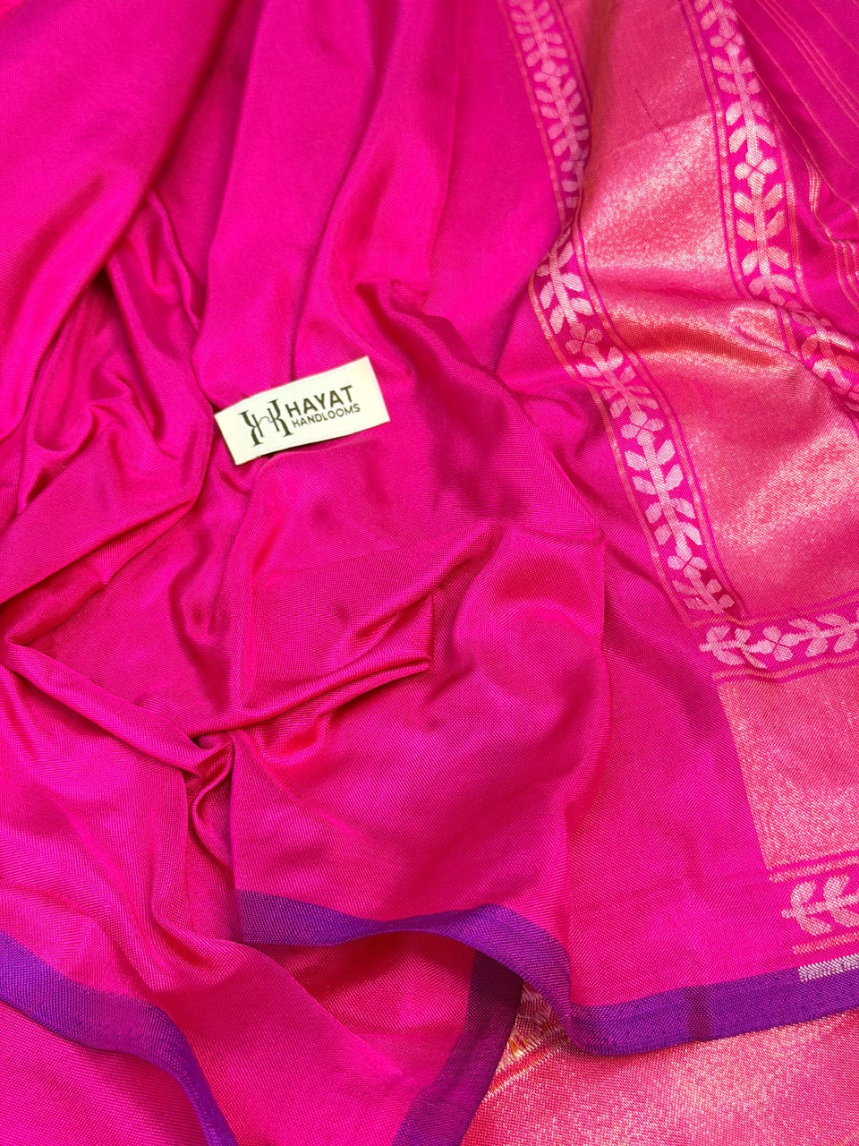 Bright Pink Pure Banarasi Ektara Jamdani Silk Handwoven Saree