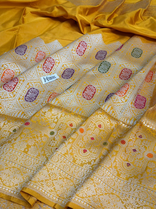 Mango Yellow Pure Katan Silk Handwoven Banarasi Saree