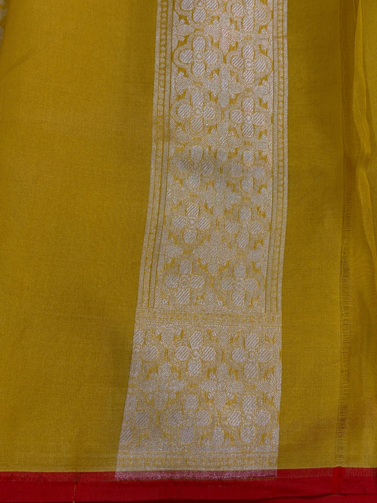 Golden Mustard Banarasi Kora Jamdani Silk Handwoven Saree