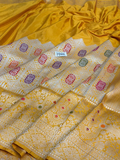Mango Yellow Pure Katan Silk Handwoven Banarasi Saree