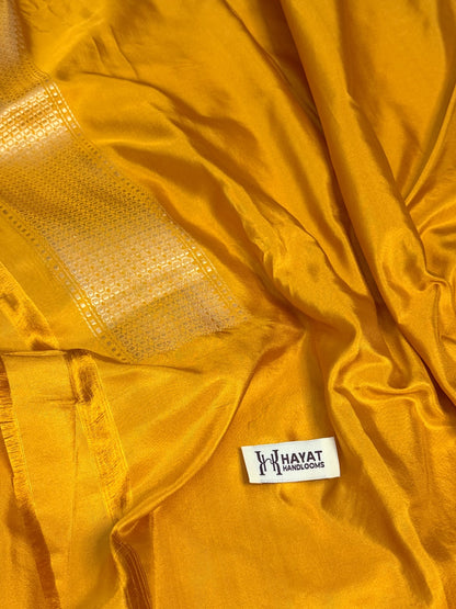 Mango Yellow Pure Katan Silk Handwoven Banarasi Saree
