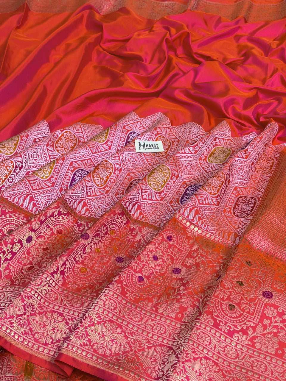 Orange Pure Katan Silk Handwoven Banarasi Saree