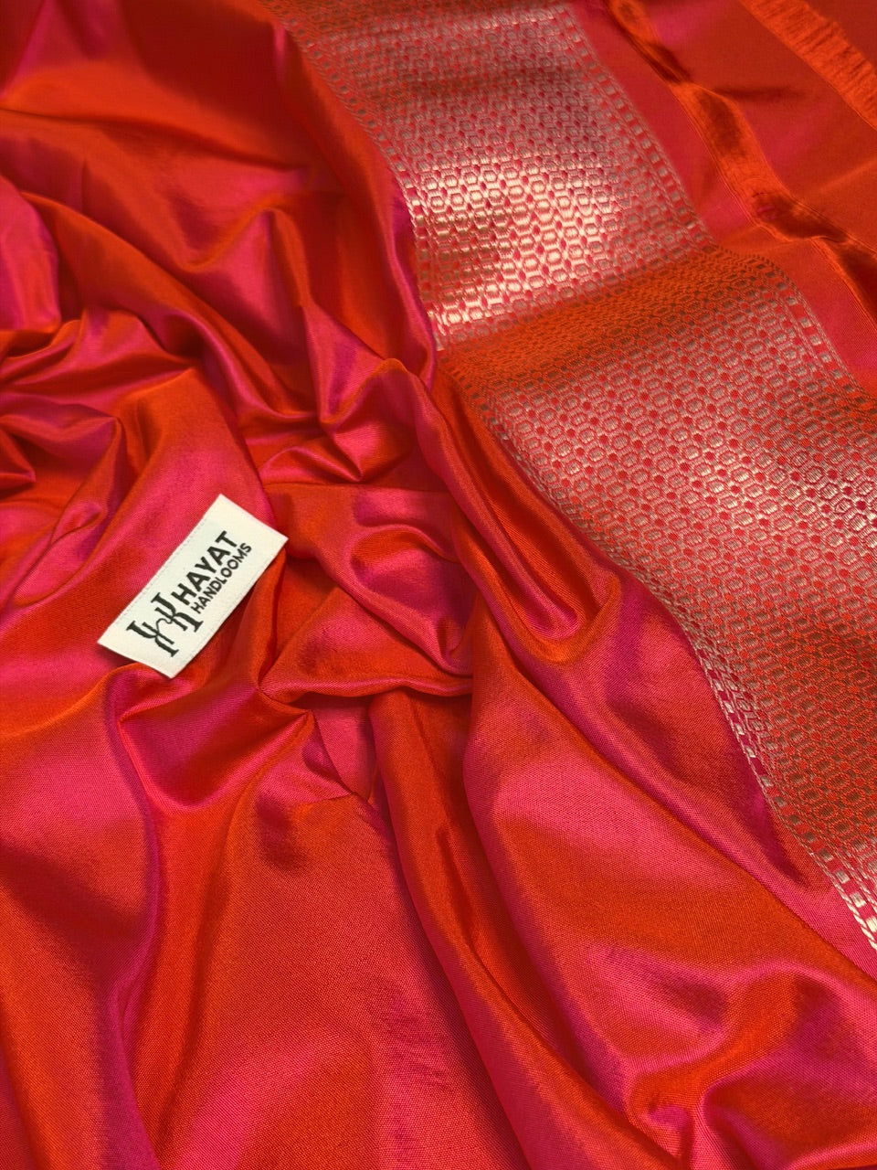 Orange Pure Katan Silk Handwoven Banarasi Saree