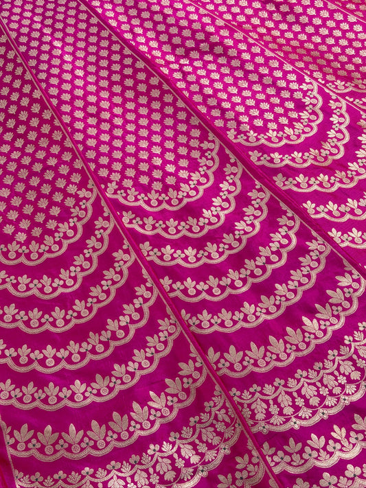 Rani Pink Banarasi Katan Silk Lehenga with Silver Zari Weaving | Bridal & Festive Ethnic Wear