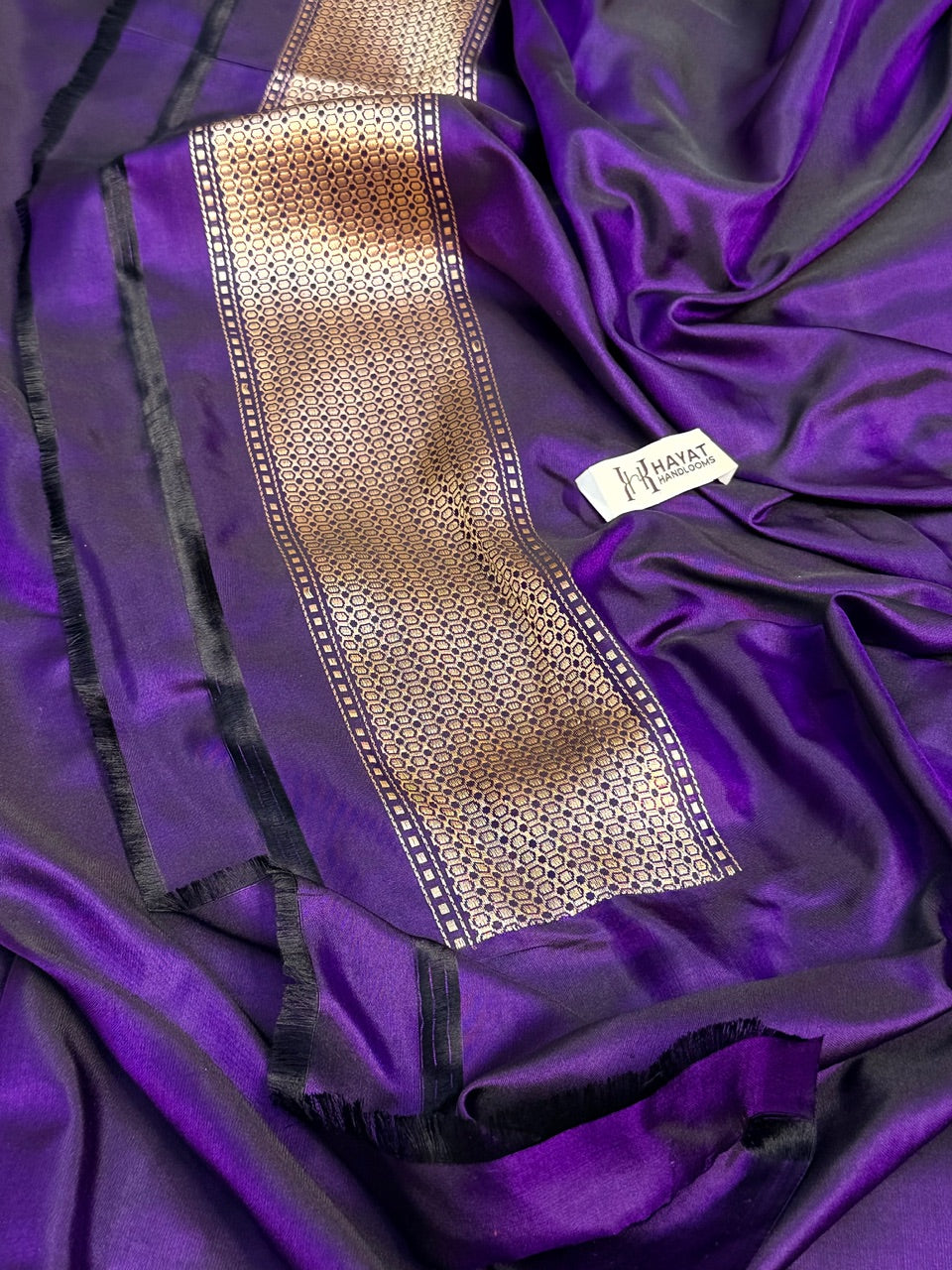 Violet Purple Pure Katan Silk Handwoven Banarasi Saree