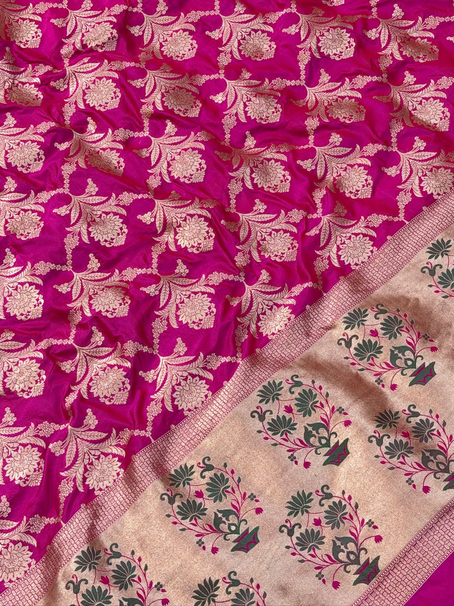 Rani Pink Banarasi Katan Silk Lehenga with Silver Zari Weaving | Bridal & Festive Ethnic Wear