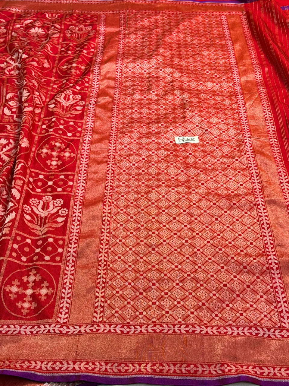 Red Pure Banarasi Ektara Jamdani Silk Handwoven Saree
