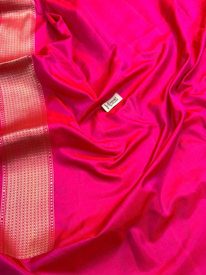 Rani Pink Pure Katan Silk Handwoven Banarasi Saree