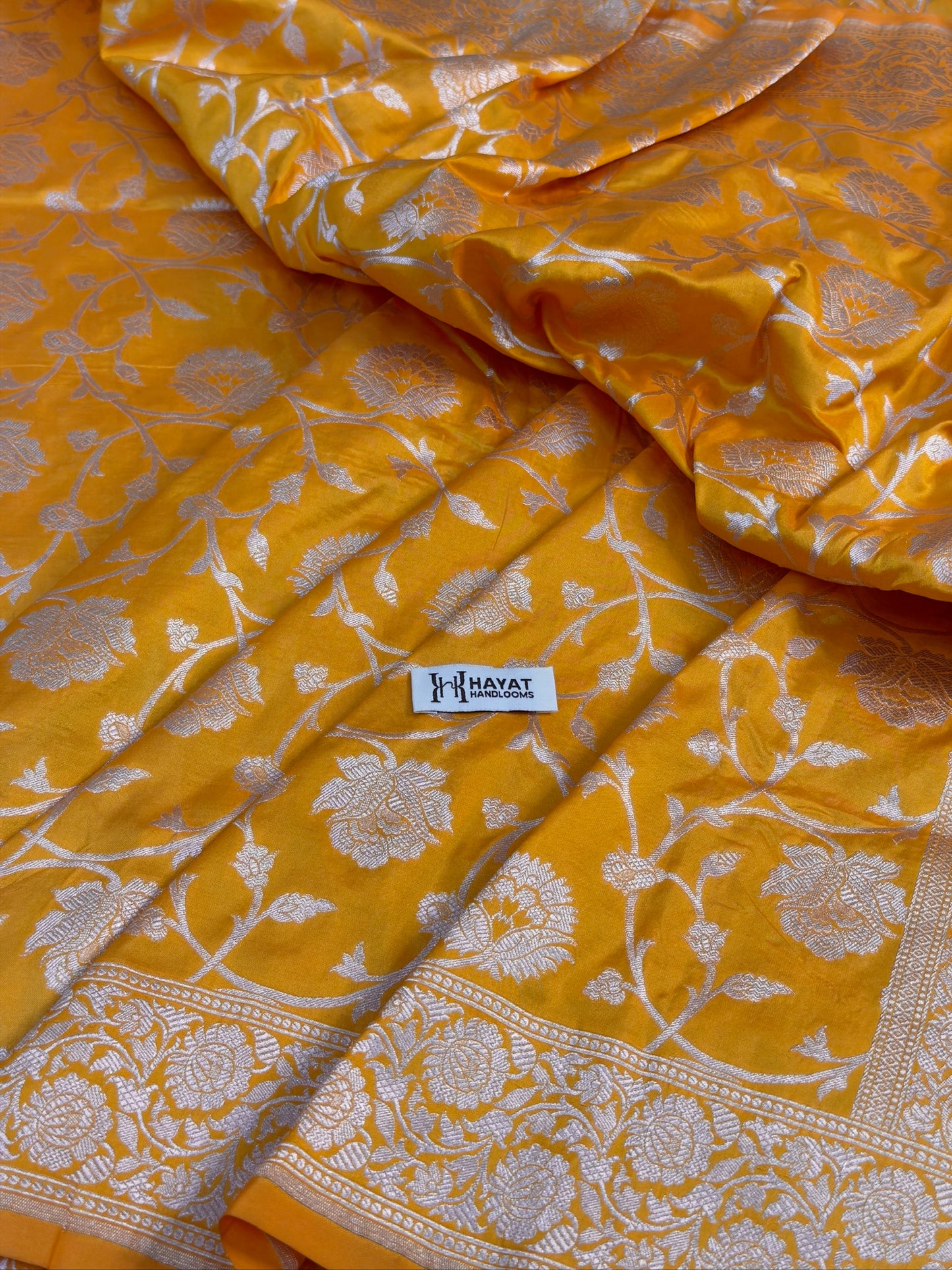 Yellow Banarasi Pure Katan Silk Saree | Pure Silk | Cutwork Technique | Banarasi Katan Silk Saree