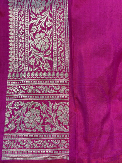 Rani Pink Banarasi Pure Katan Silk Saree | Pure Silk | Cutwork Technique | Banarasi Katan Silk Saree