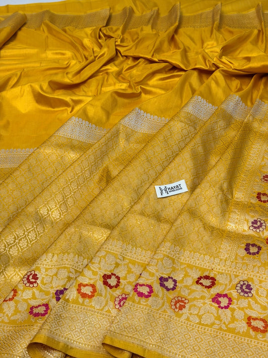 Gold Pure Katan Silk Handwoven Banarasi Saree