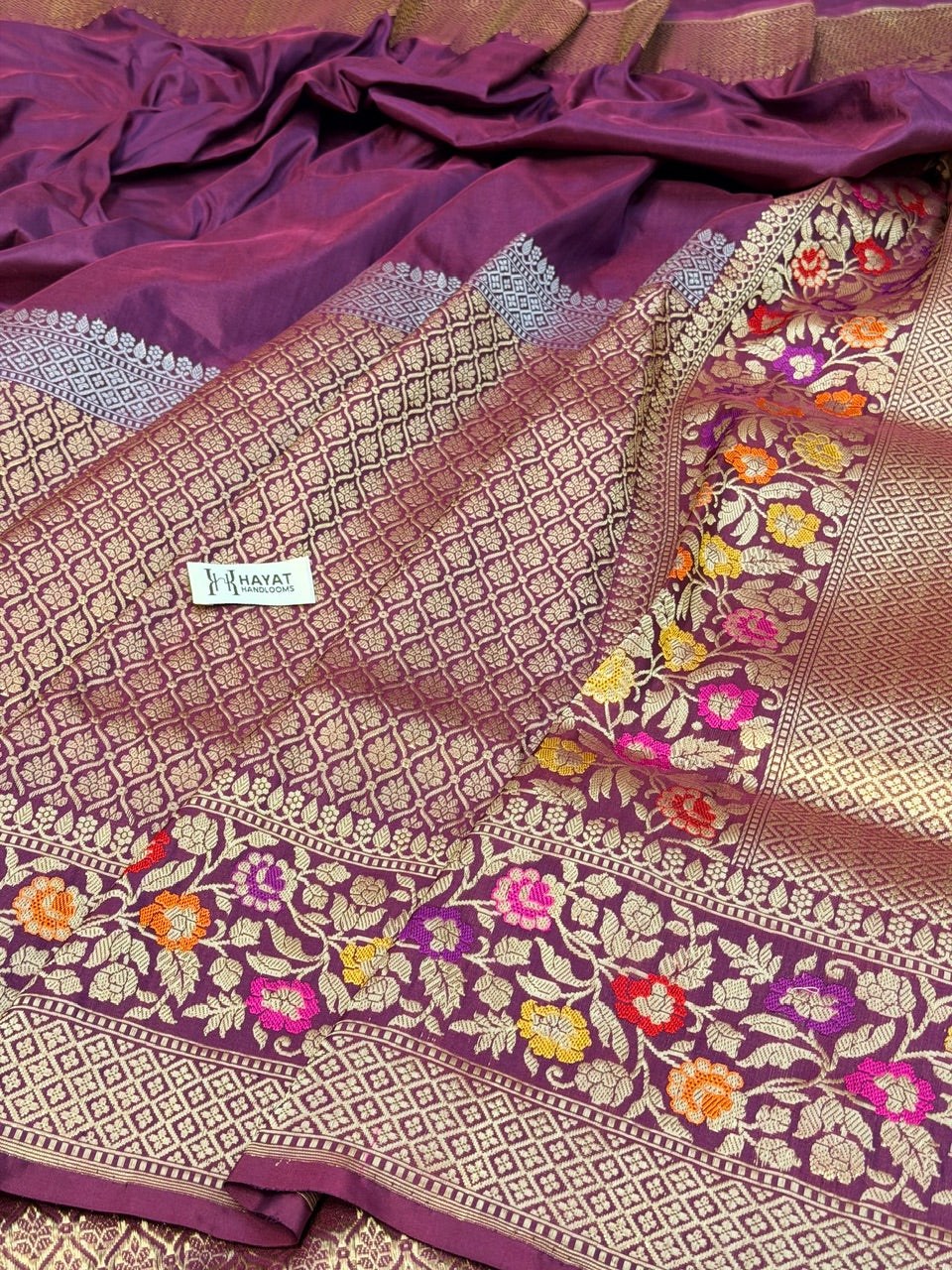 Wine Red Pure Katan Silk Handwoven Banarasi Saree