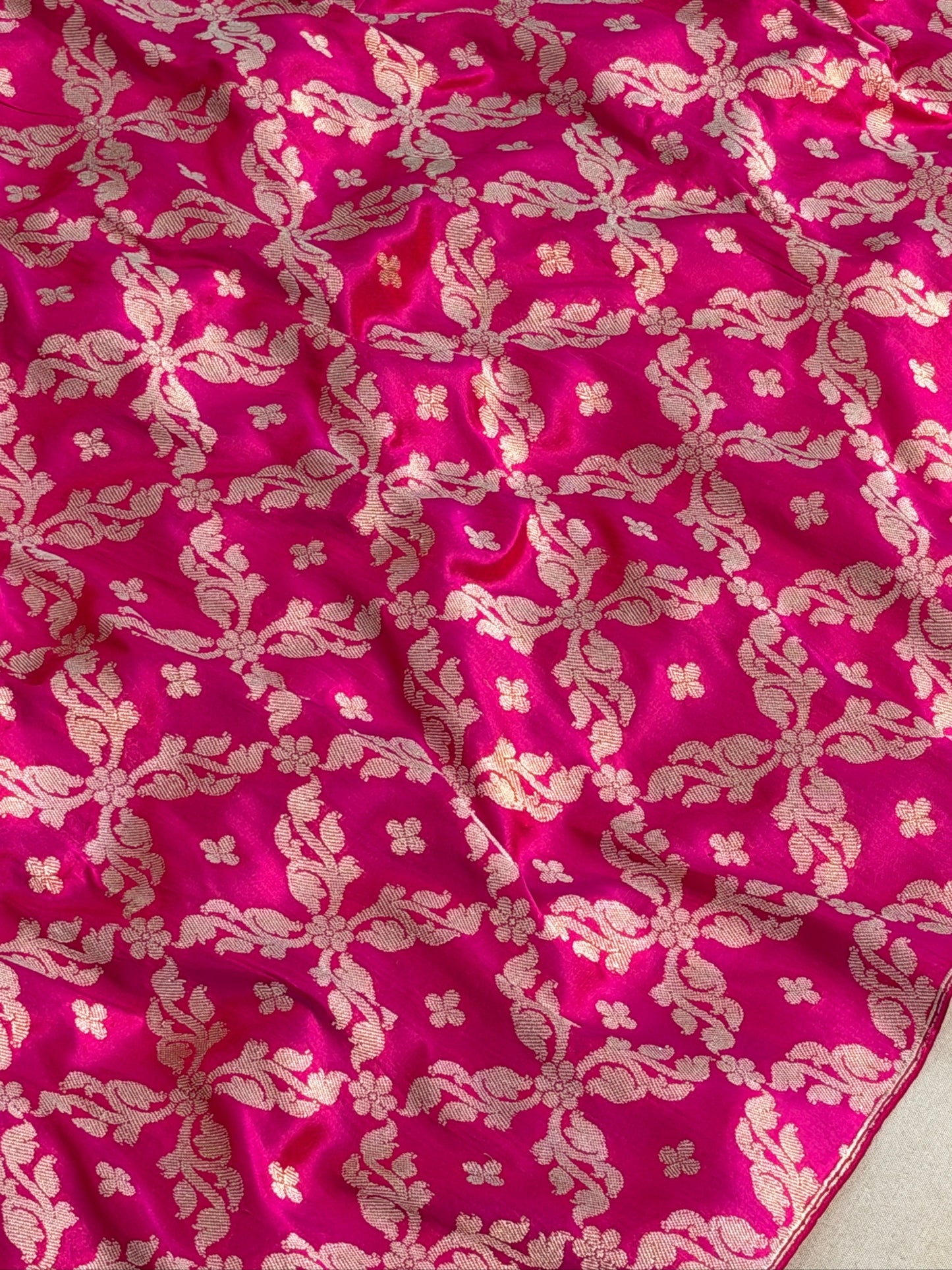 Rani Pink  Banarasi Katan Silk Lehenga with Silver Zari Weaving | Bridal & Festive Ethnic Wear