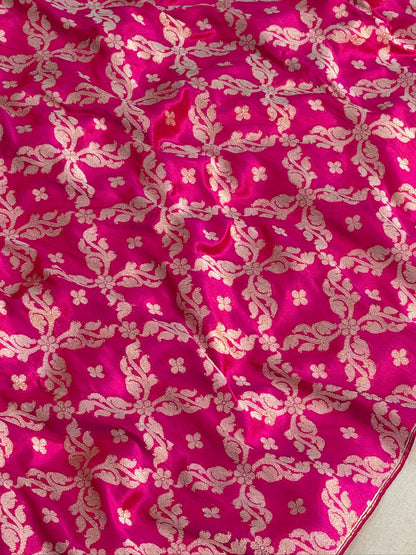 Rani Pink  Banarasi Katan Silk Lehenga with Silver Zari Weaving | Bridal & Festive Ethnic Wear