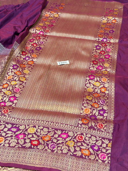 Wine Red Pure Katan Silk Handwoven Banarasi Saree