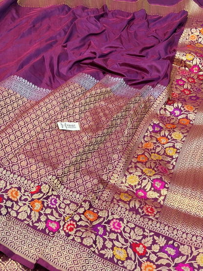 Wine Red Pure Katan Silk Handwoven Banarasi Saree