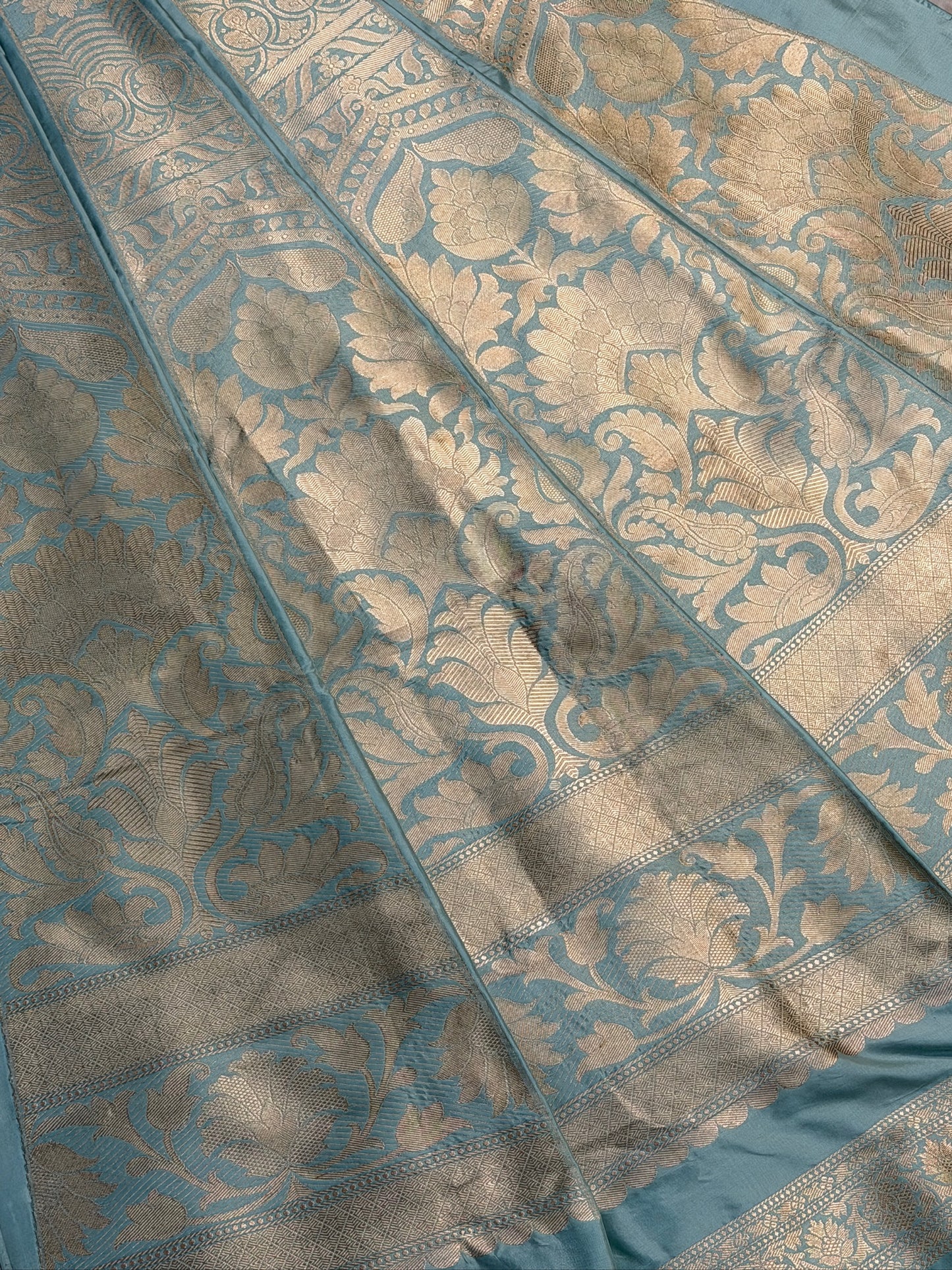 Ash Blue Banarasi Katan Silk Lehenga with Silver Zari Weaving | Bridal & Festive Ethnic Wear