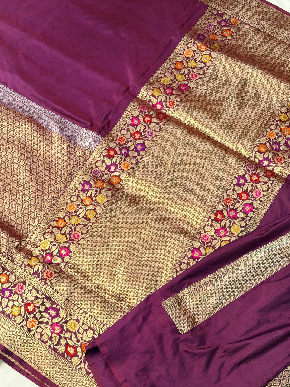 Wine Red Pure Katan Silk Handwoven Banarasi Saree