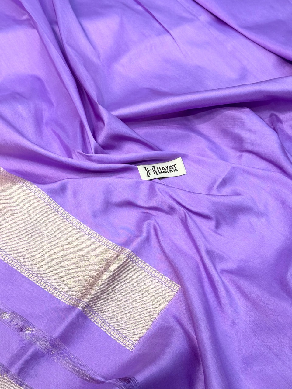 Lavender Pure katan silk handvowen banarasi saree