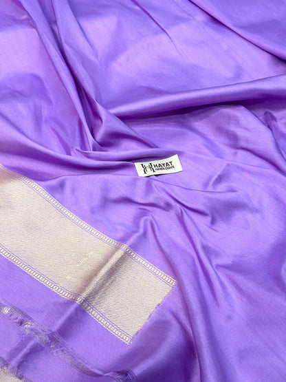 Lavender Pure katan silk handvowen banarasi saree