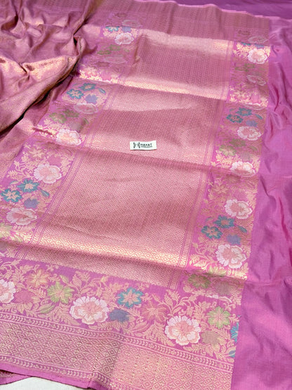 Petal Purple Pure katan silk handvowen banarasi saree