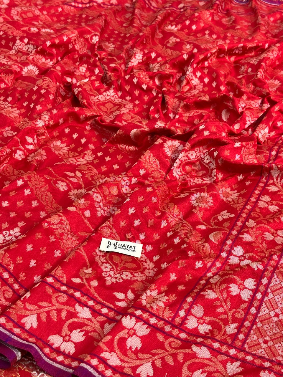 Red Pure Banarasi Ektara Jamdani Silk Handwoven Saree