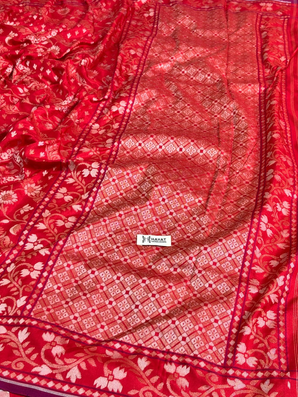 Red Pure Banarasi Ektara Jamdani Silk Handwoven Saree