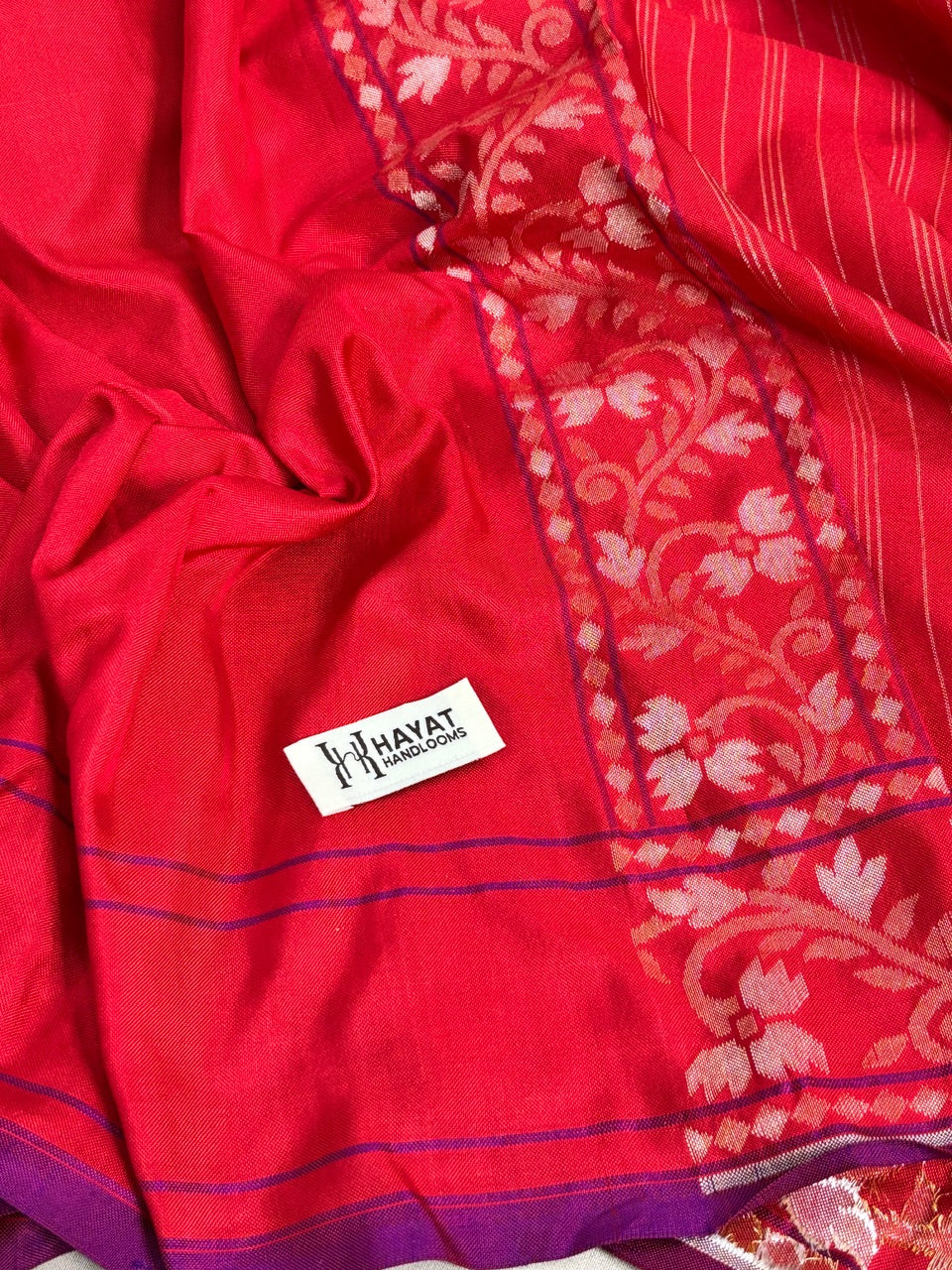 Red Pure Banarasi Ektara Jamdani Silk Handwoven Saree