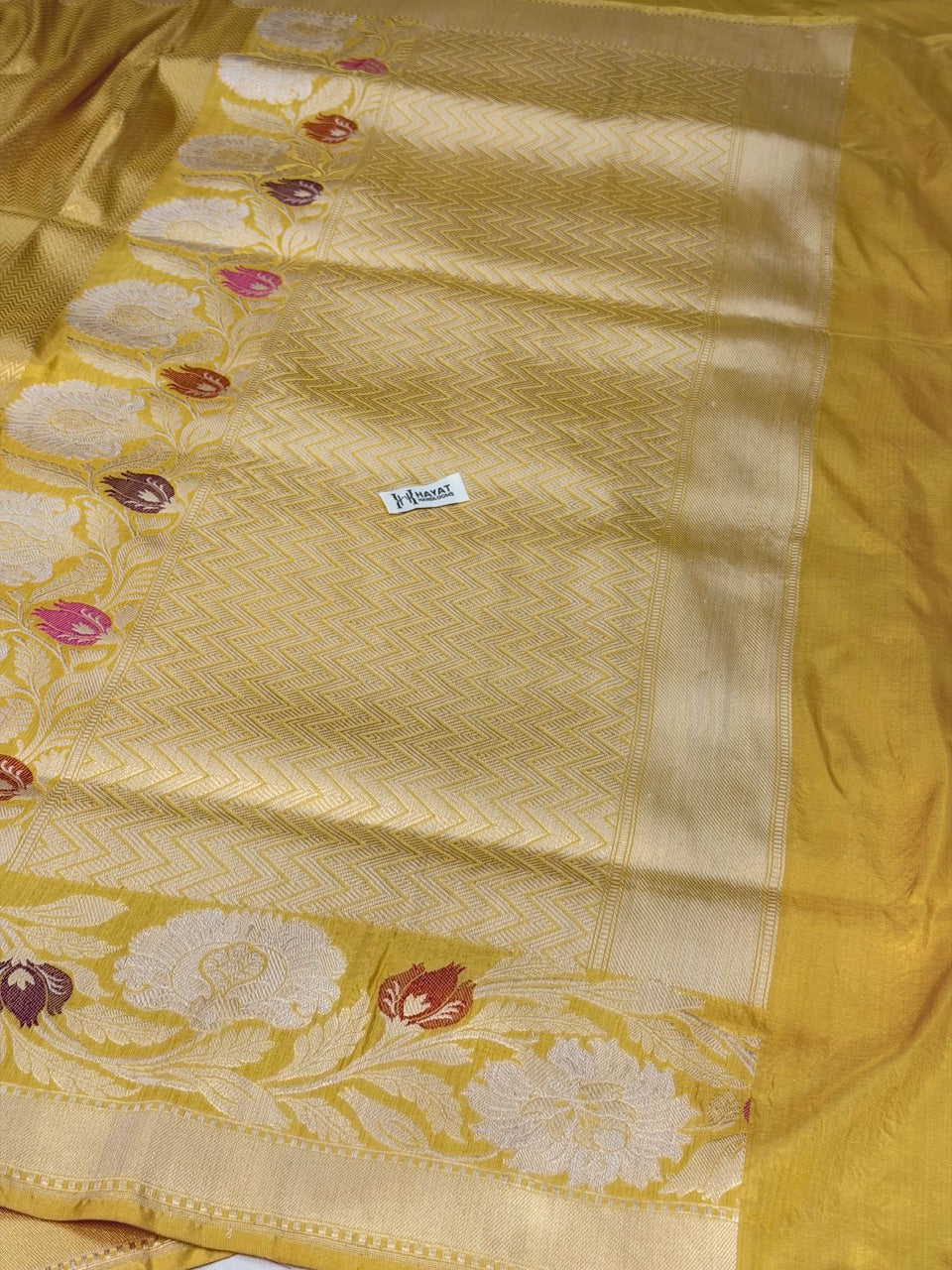 Mango Yellow Pure katan silk handvowen banarasi saree