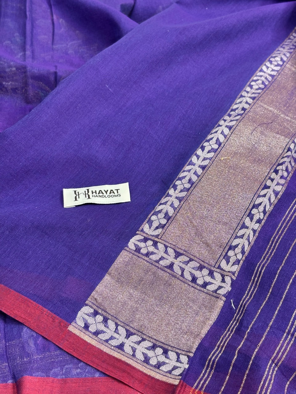 Blue Banarasi cotton Jamdani handloom Saree