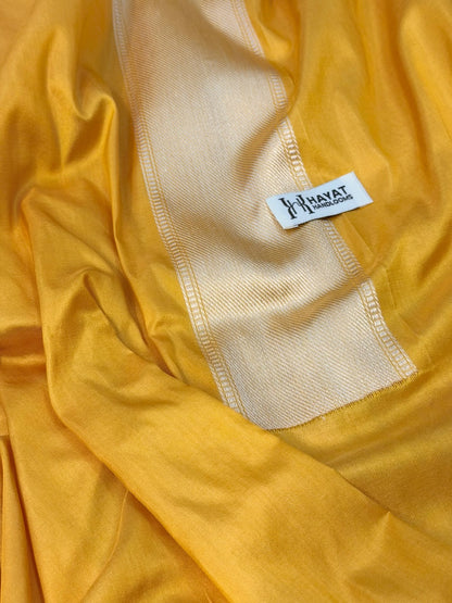 Mango Yellow Pure katan silk handvowen banarasi saree
