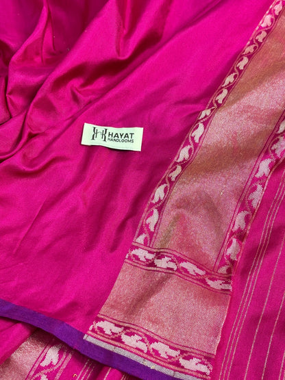 Hot Pink Pure Banarasi Ektara Jamdani Silk Handwoven Saree