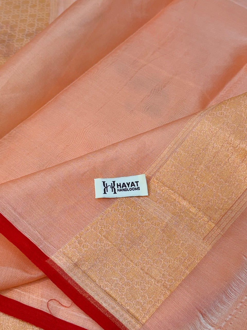 Peach Banarasi Kora Jamdani Silk Handwoven Saree