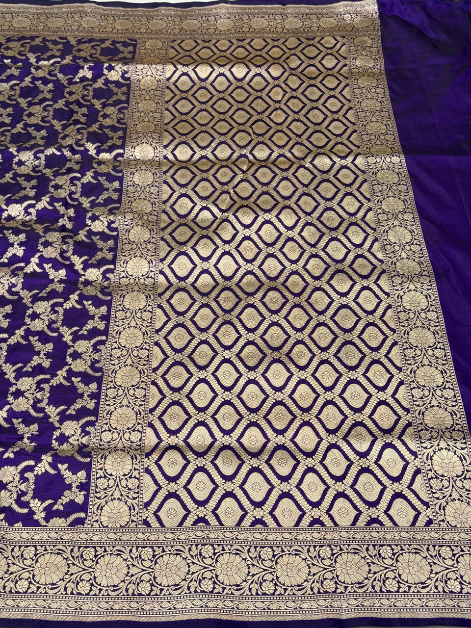 Purple Banarasi Pure Katan Silk Saree | Pure Silk | Cutwork Technique | Banarasi Katan Silk Saree